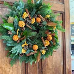 Orange Ember Christmas Wreath