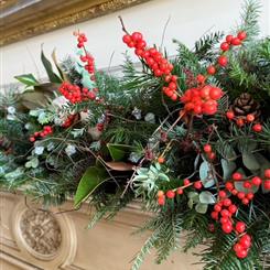 Scarlet Frost Mantelpiece Garland