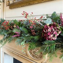 Frosted English Garden Mantelpiece Garland