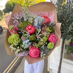 Coral Charm Peony Bouquet by Apple Mint 